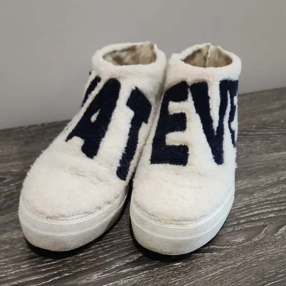 Joshua Sanders What Ever Fuzzy Zipper Back Sneaker Booties - Picture 1 of 8
